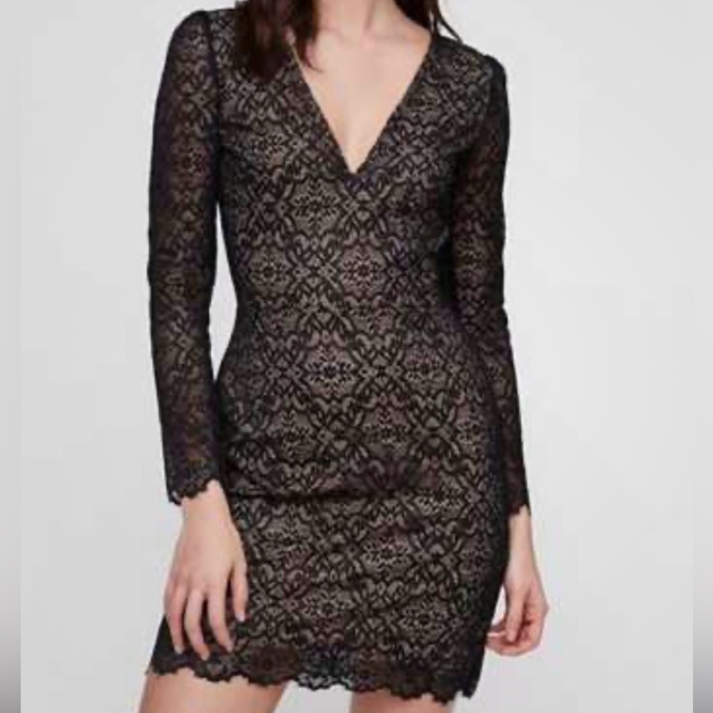 Aritzia Wilfred Black Lace Overlay  Dress Size 0